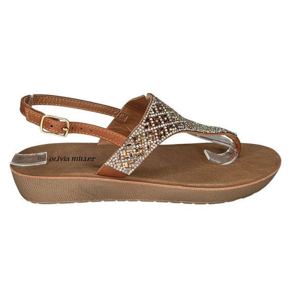 NWT Olivia Miller Women's Beach Dreams Sandals Cognac - Picture 2 of 7